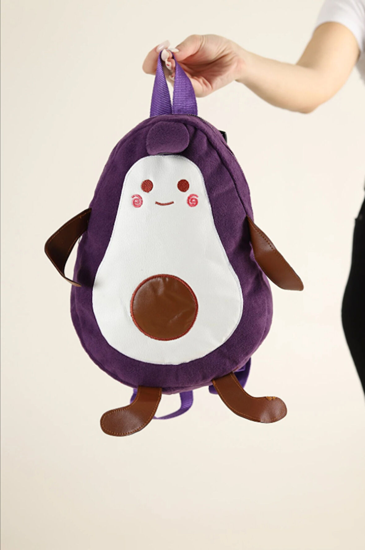 Mor Avakado Nakışlı Çocuk Çanta 33CM