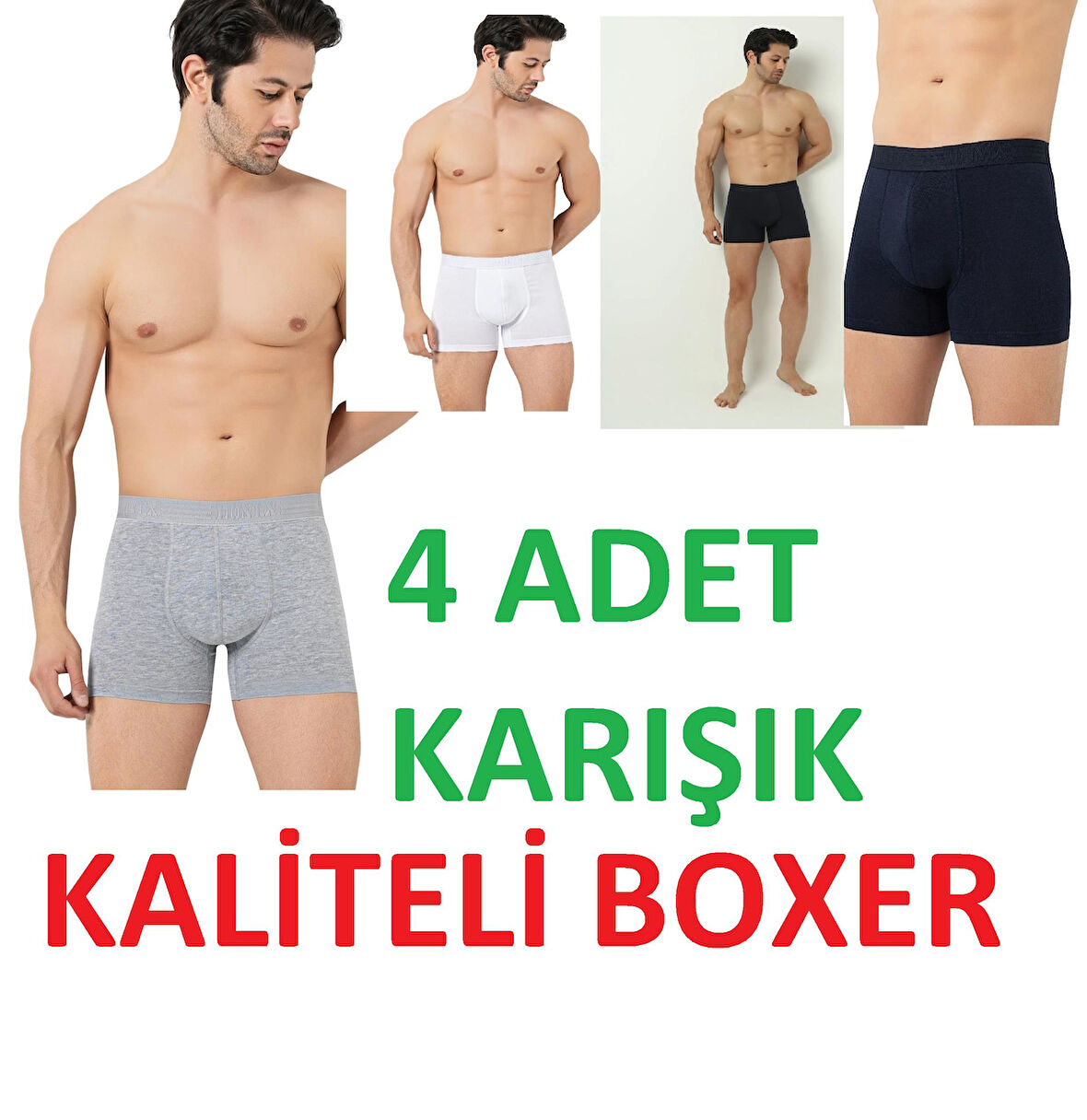 DONEX 2XL 4 lü LÜX KALİTELİ Erkek Modal Likralı Pamuklu Boxer Short Karışık renk