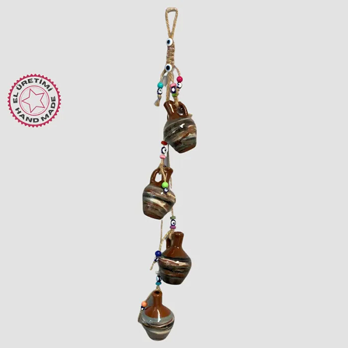 Uretti - Havva 2741 - El Yapımı Ebruli Desenli 44 cm Minyatür Testi Duvar Süsü