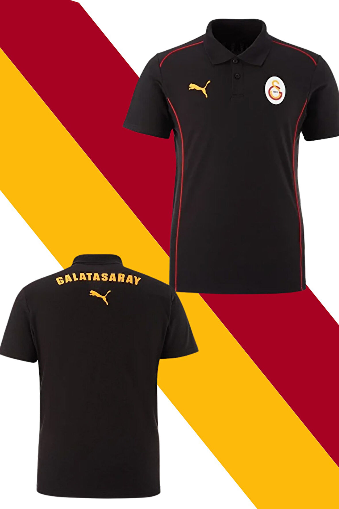Galatasaray Orijinal Lisanslı A-Takım Polo Yaka Siyah T-Shirt