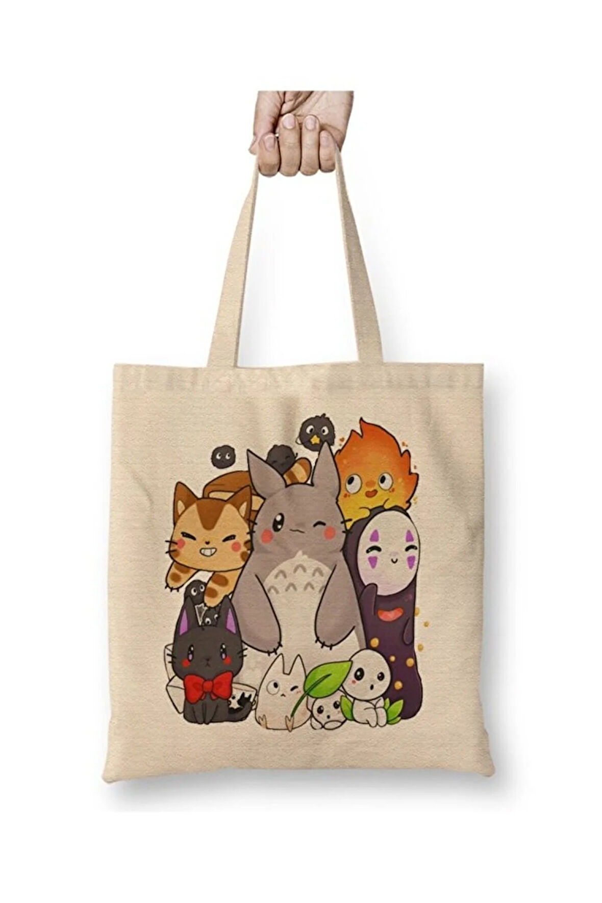 Ghibli Chibi Friends Bez Çanta Uzun Saplı Bez Çanta Uzun Saplı Sevgiliye Arkadaşa Hediye