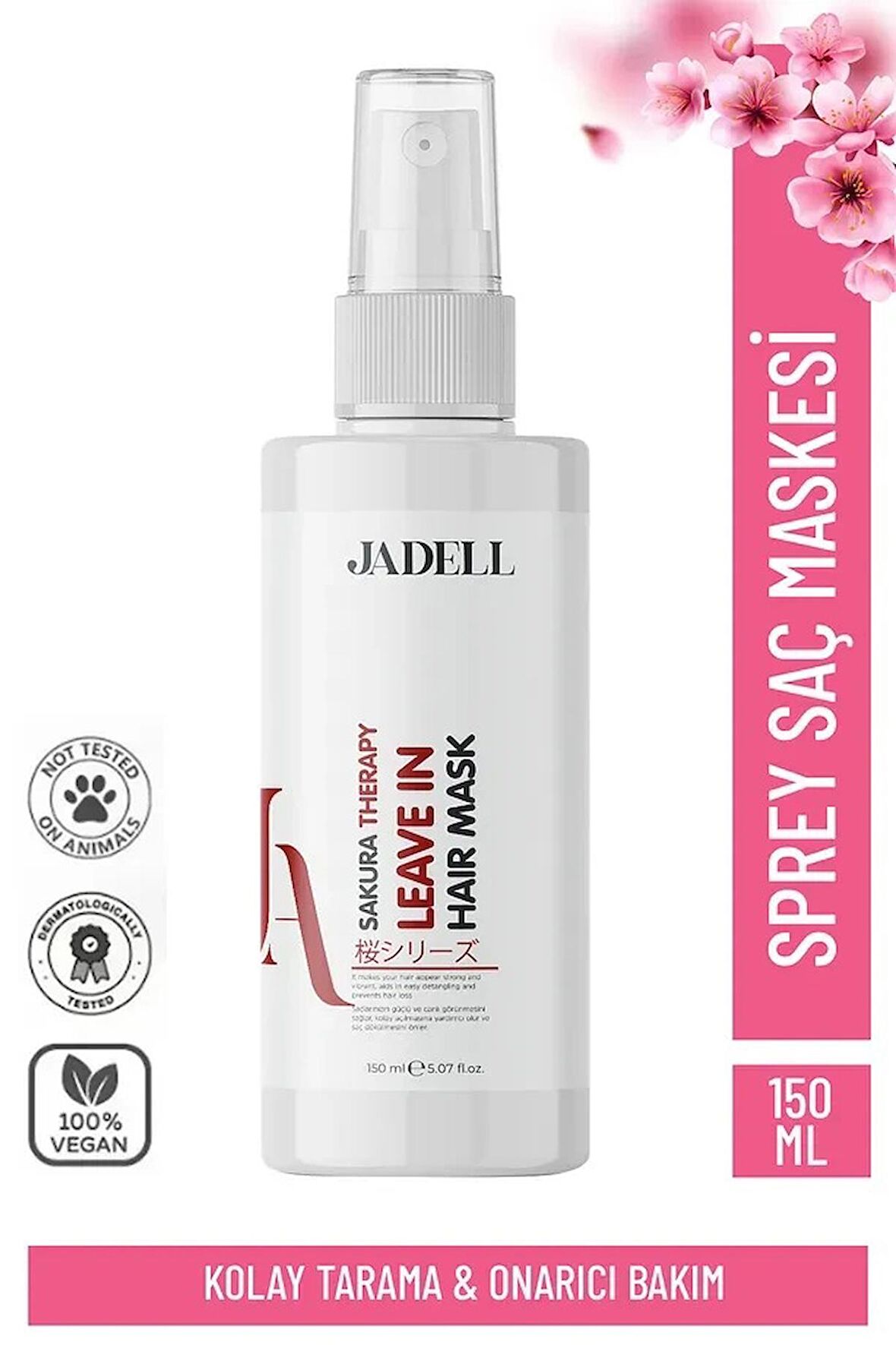 Jadell Sakura Therapy Leave In Hair Mask Besleyici Onarıcı Kolay Tarama Keratin Botoks Etkili Yoğun Saç Bakım Maskesi 150ML