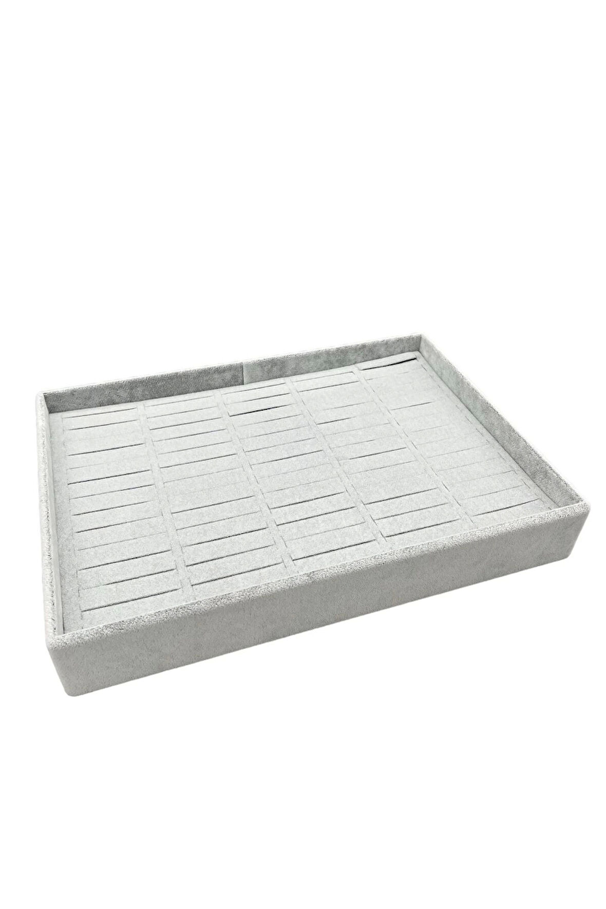 Yerli Üretim Süet Kumaş Gri Renk 34/24 Cm Batırmalı Çekmeçe Içi Bileklik Kelepçe Tablası