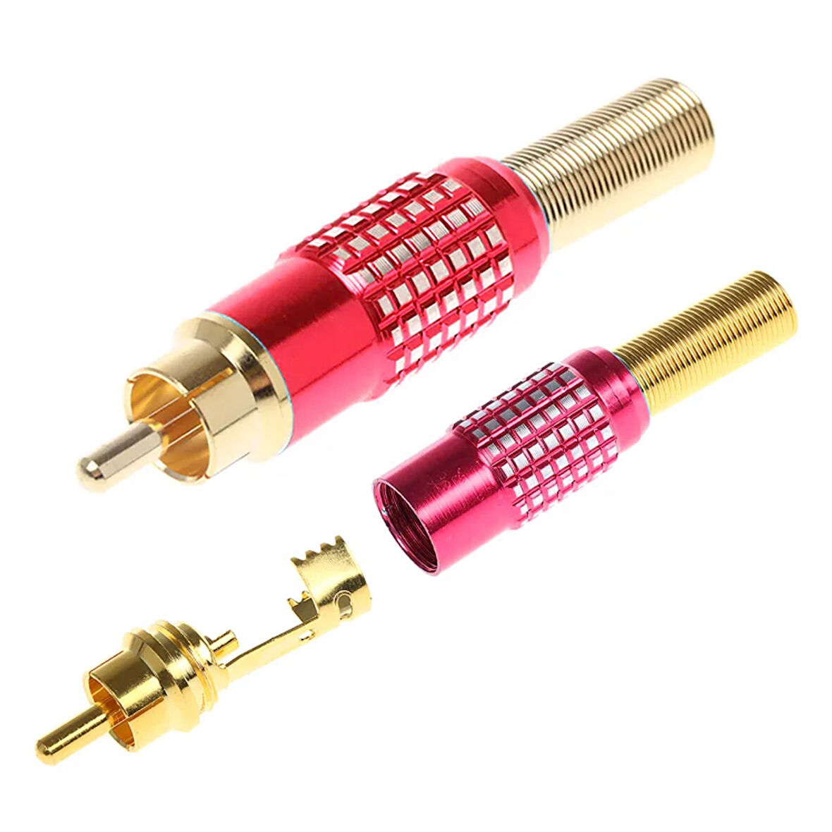 Powermaster PM-23804 Tos Fiş Metal Gold Kırmızı Rca Soket Ucu Jack