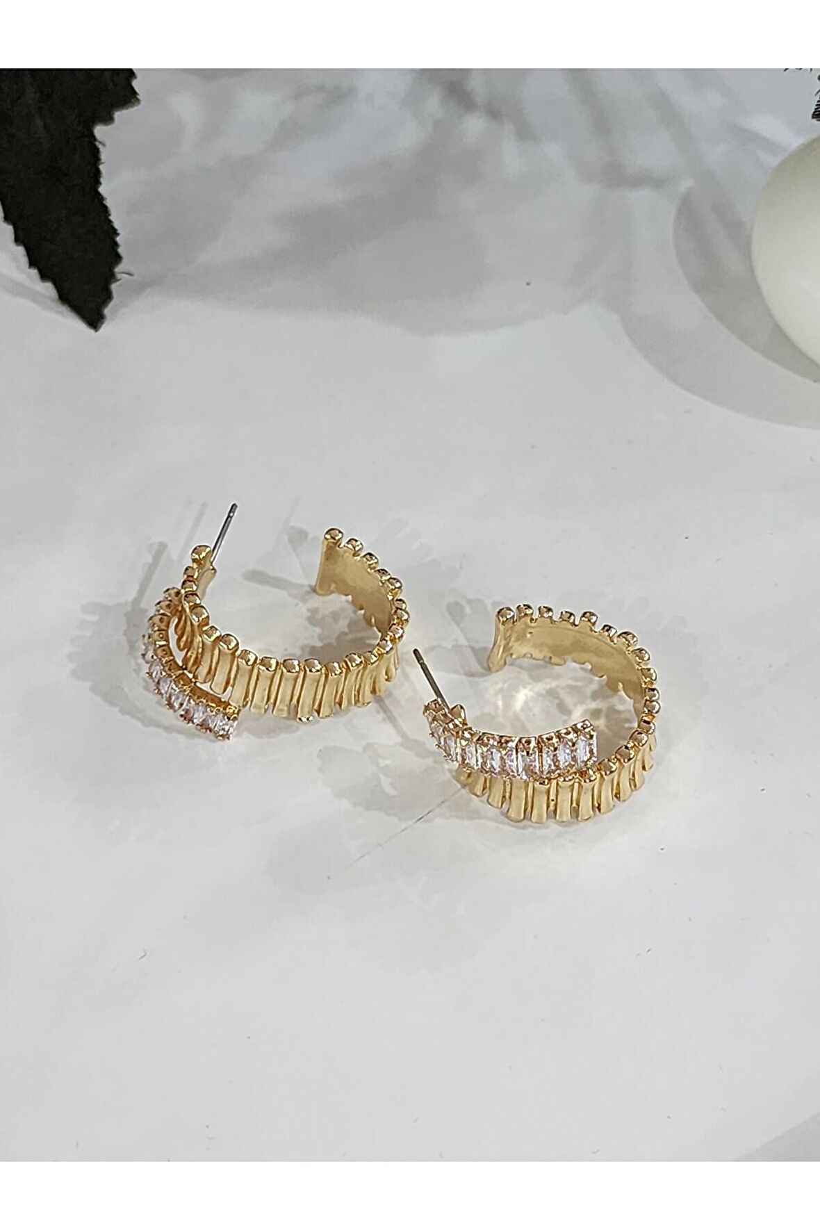Gold Altın Abiye Metal Küpe