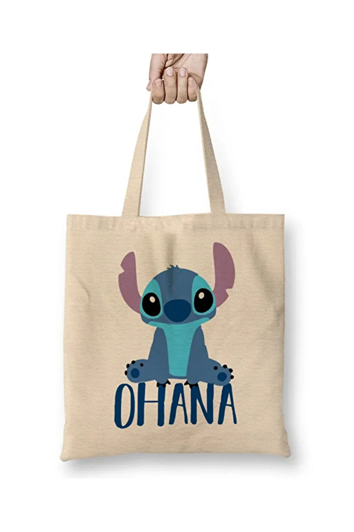 Lilo And Stitch Stitch Ohana Bez Çanta Uzun Saplı Alışveriş Çantası Plaj Çantası