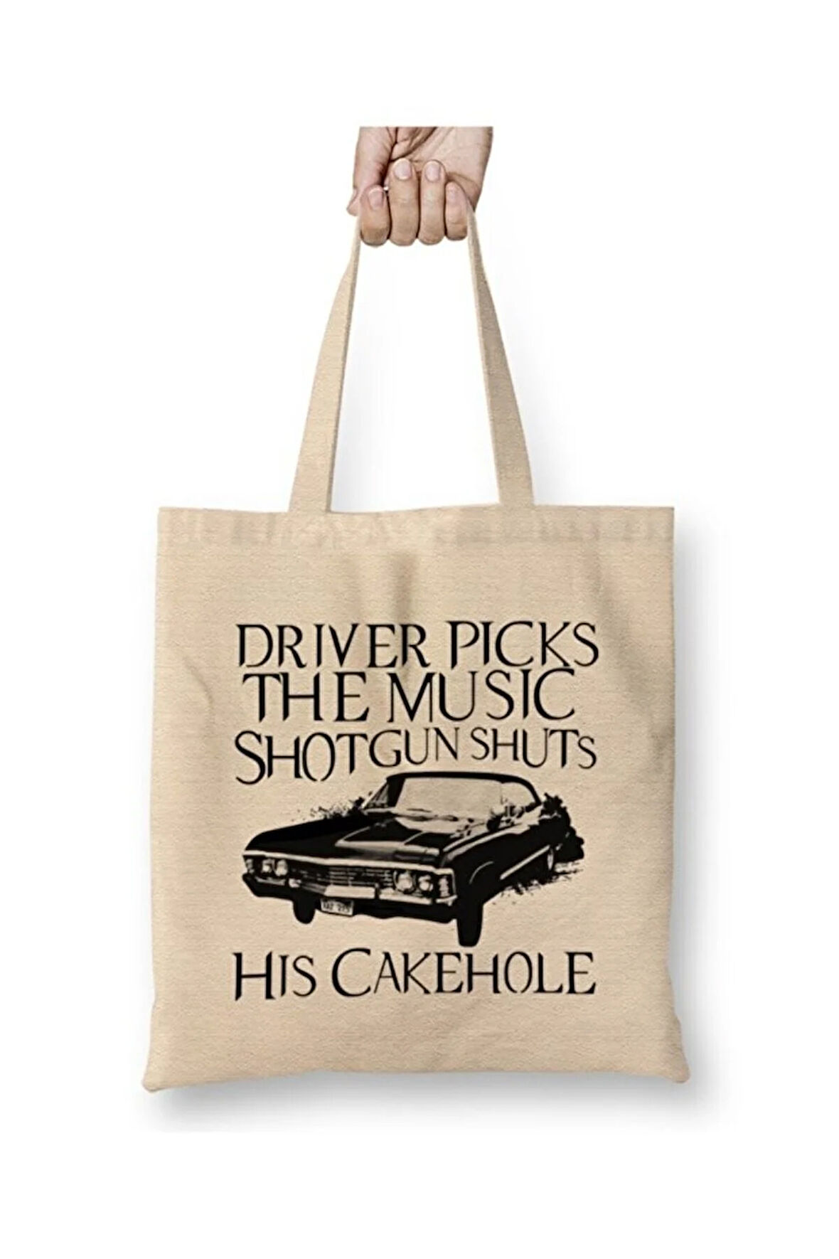 Supernatural Driver Picks The Music Bez Çanta Uzun Saplı Alışveriş Çantası Plaj Çantası