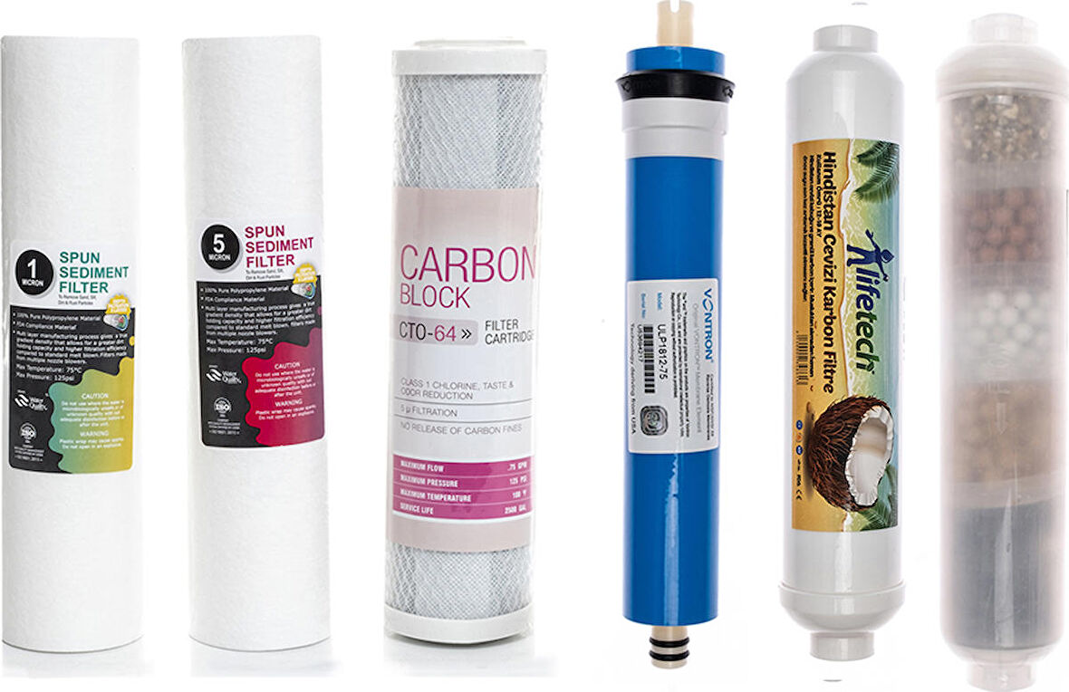 Sulook Açık Kasa Su Arıtma Cihazlarına Uyumlu 6'lı Filtre Seti 10 Aşamalı Vontron Membranlı