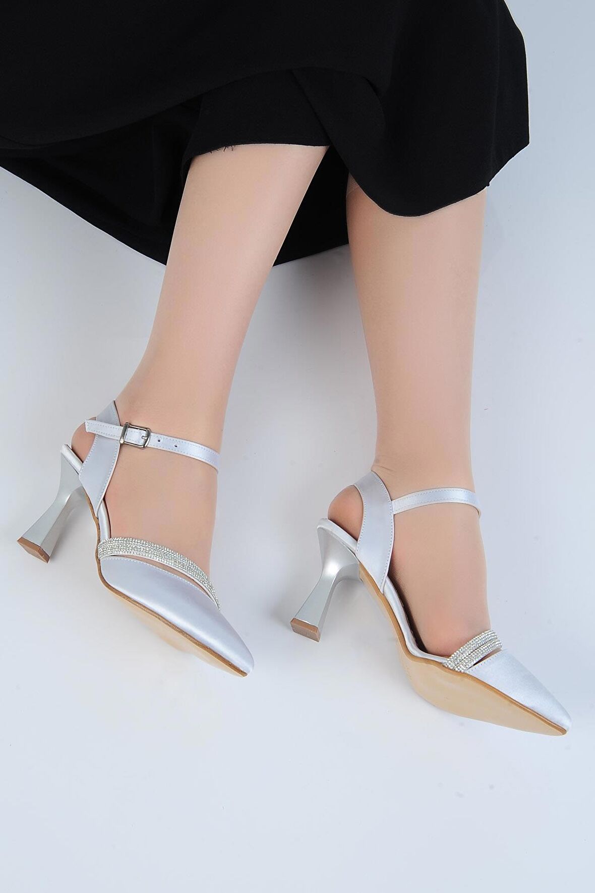 Crista 24-08 Saten 8Cm Topuklu Kadın Ayakkabı