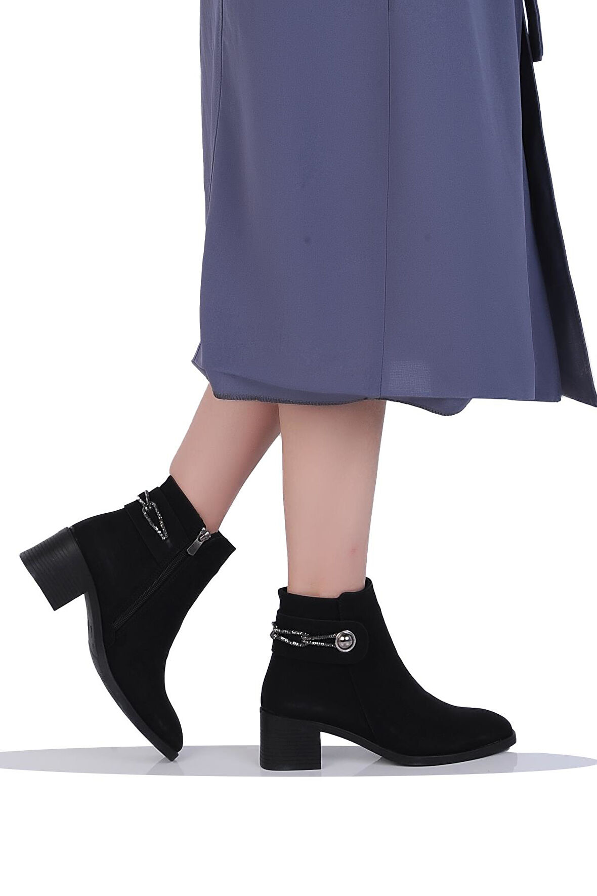 Mp 242-228Zn Siyah Kadın 6Cm Topuklu Bot