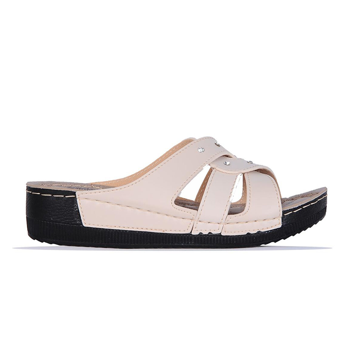 Apella 459-6 Sümbül Bej Günlük Rahat Kadın Düz Terlik