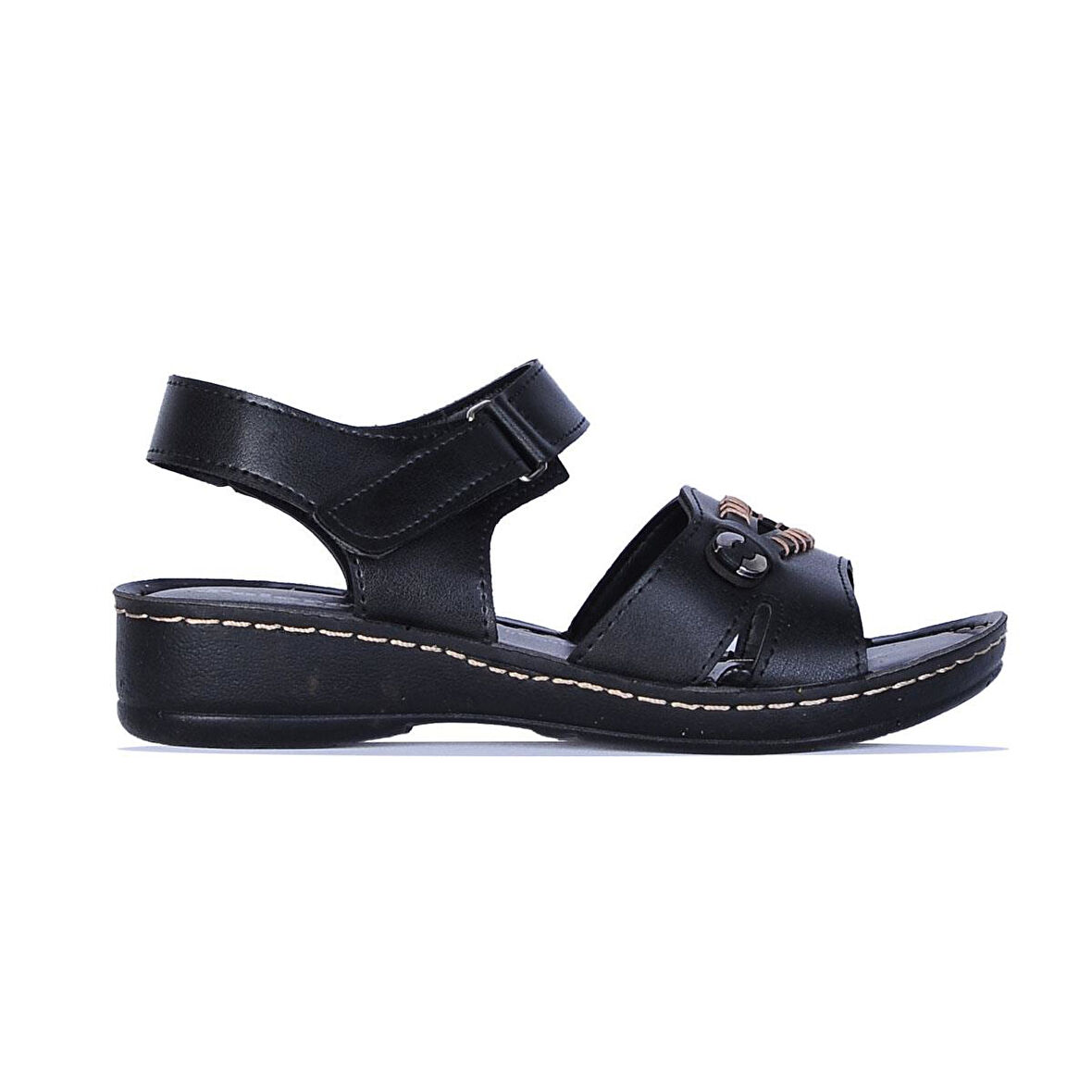 Ayakcenter 14826 Polero Siyah Kadın Düz Yazlık Sandalet