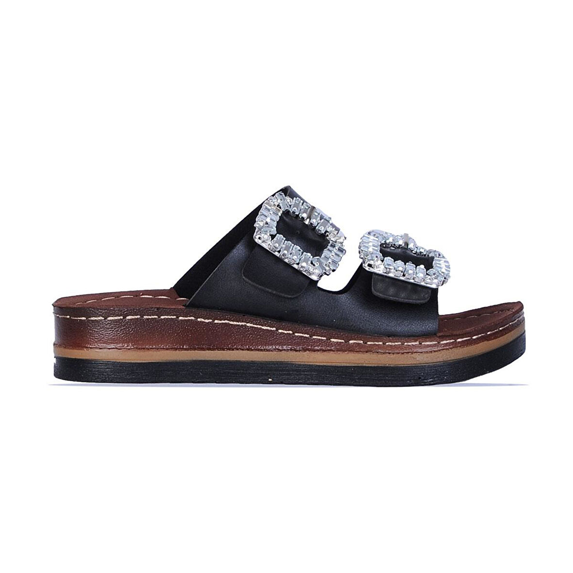 Ayakcenter 37145 Polero Taşlı Kadın Düz Terlik