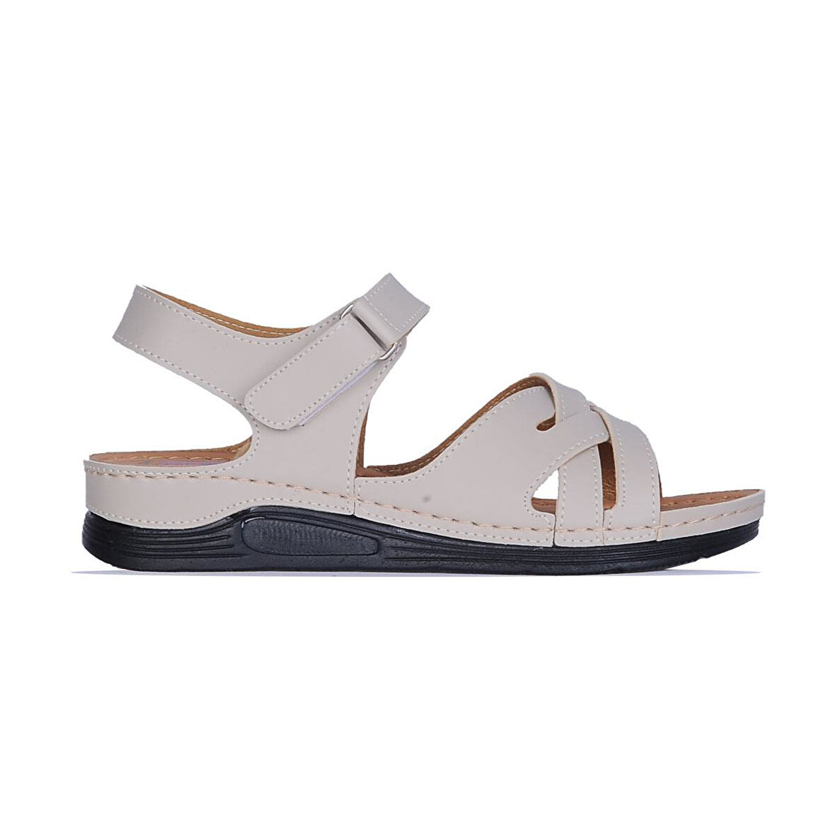 Ayakcenter 1107 Serra Cırtlı Kadın Düz Sandalet