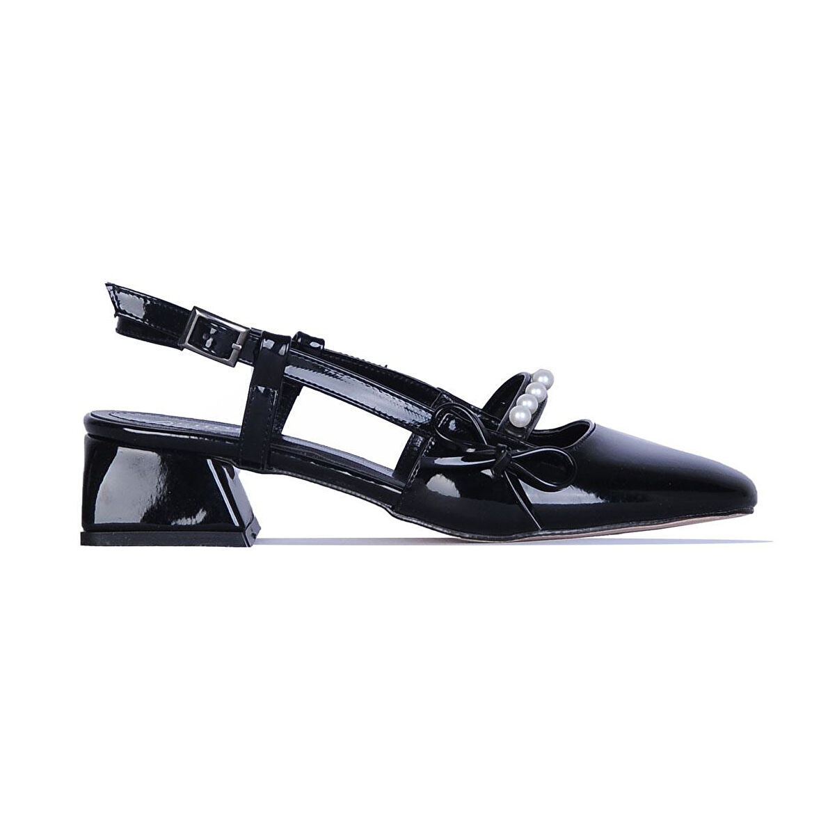 Ayakcenter Bnc1 Boncuklu 3Cm Kadın Topuklu Ayakkabı