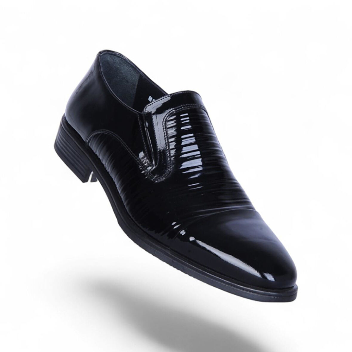 Censay 525 Siyah Rugan Kauçuk %Deri Erkek Klasik Ayakkabı