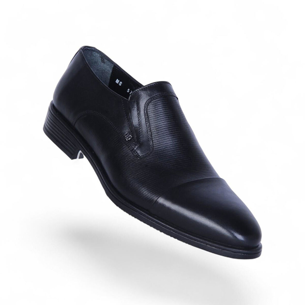 Censay 575 Siyah Antik Kauçuk %Deri Erkek Klasik Ayakkabı