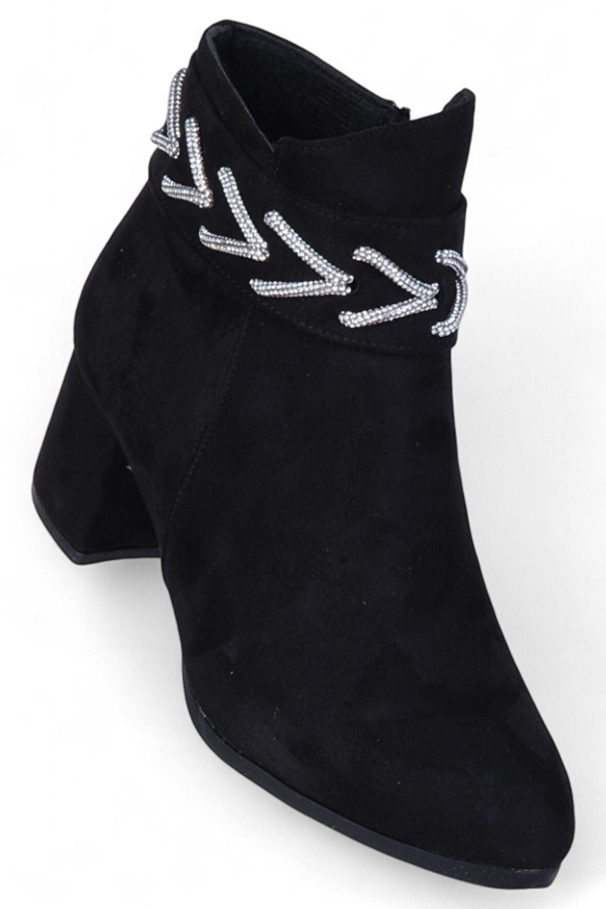 Ayakcenter By14 Süet Siyah Ayışığı Kadın 7Cm Topuklu Bot