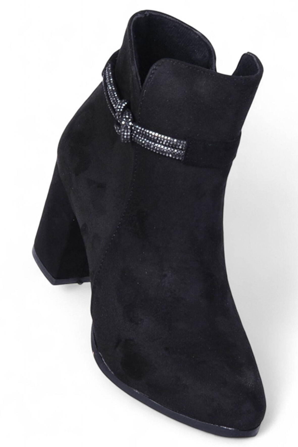 Ayakcenter By17 Süet Siyah Ayışığı Kadın 10Cm Topuklu Bot