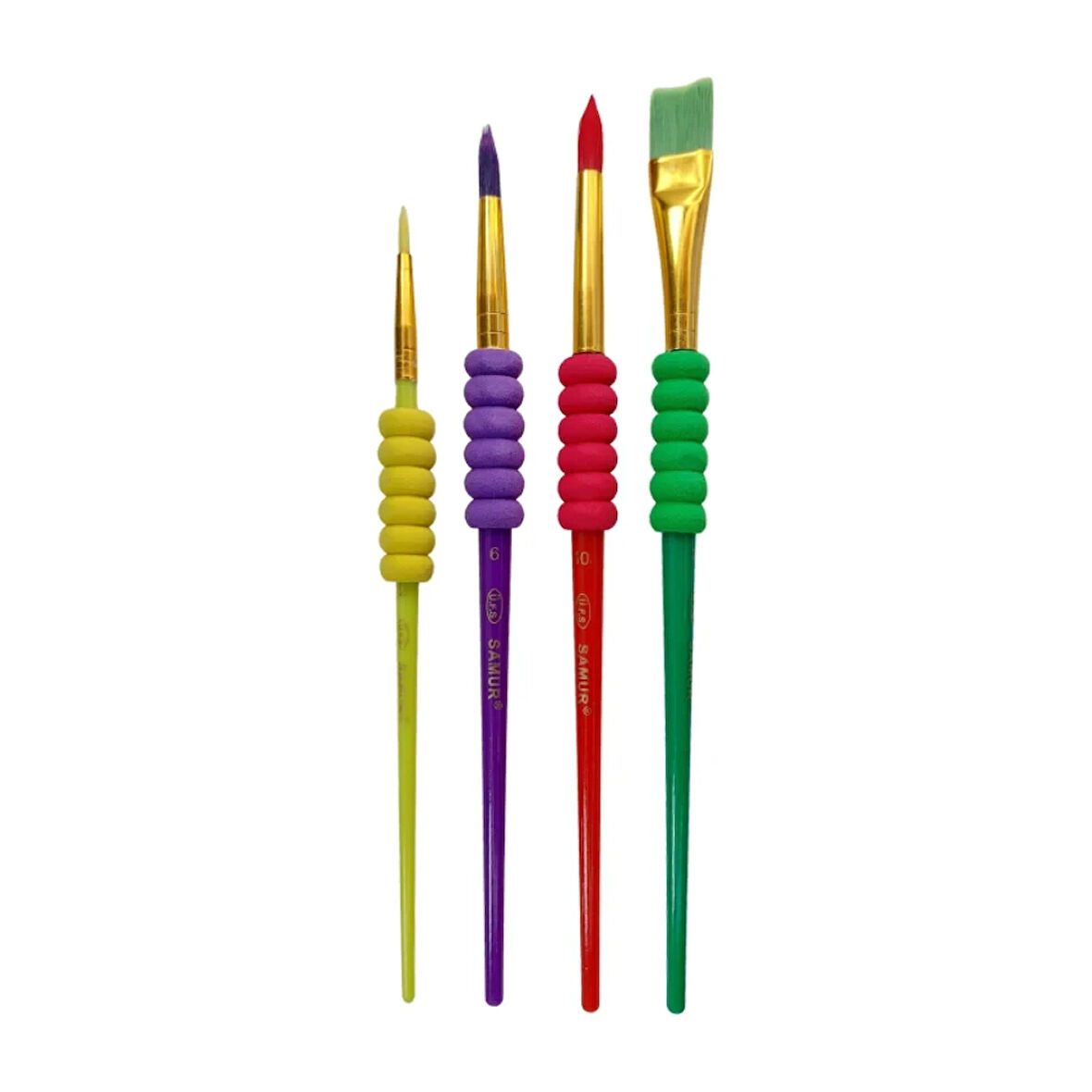 4'lü Süngerli Renkli Fırça Seti (2-6-10-12)