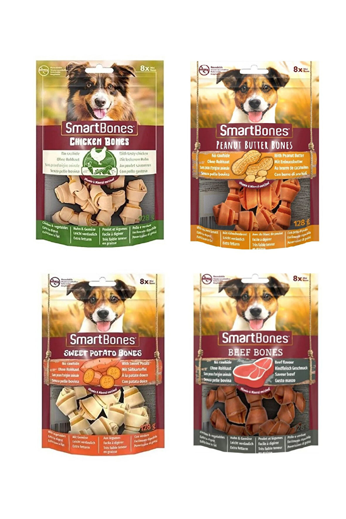 Smartbones 4 Çeşit Karma Mini Köpek Ödülü 8 Li 128 Gr. X 4 Adet