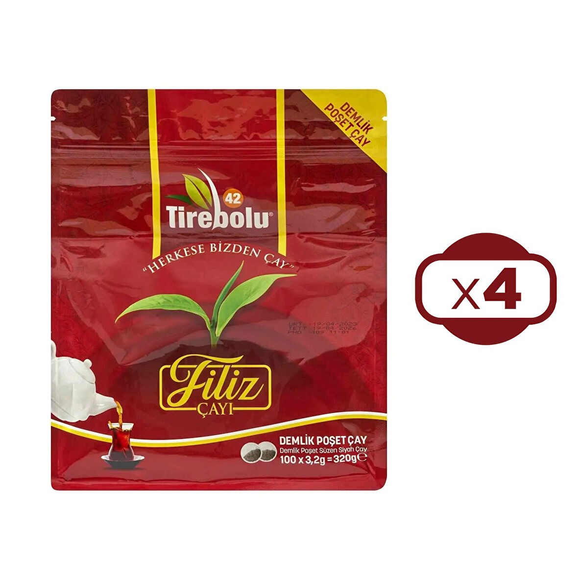 Tirebolu 42 Filiz Çayı Demlik Poşet 100 lü x 4 Adet