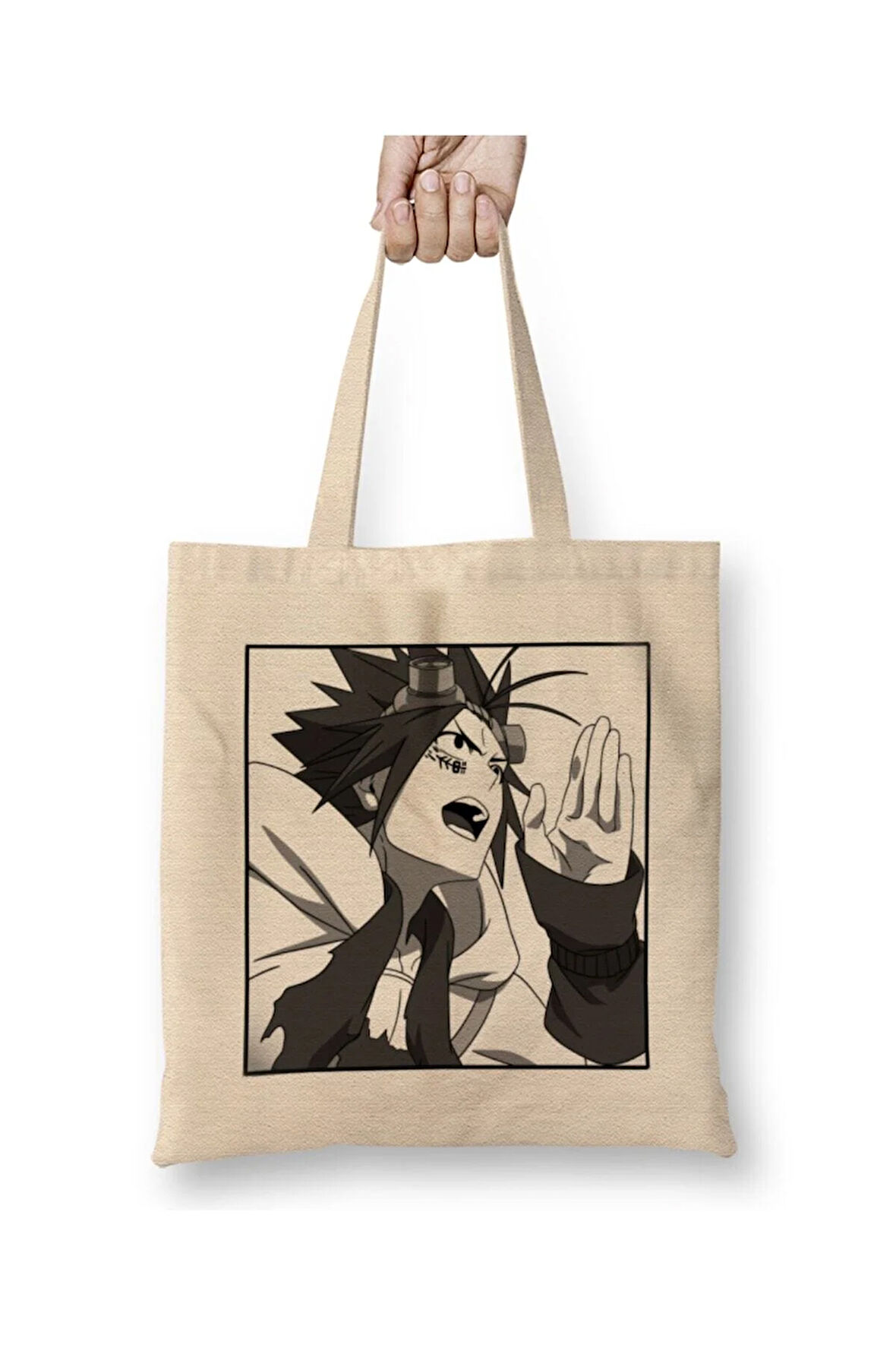 Sabikui Bisco Manga Panel Anime Beyaz Bez Çanta Uzun Saplı Alışveriş Çantası Plaj Çantası