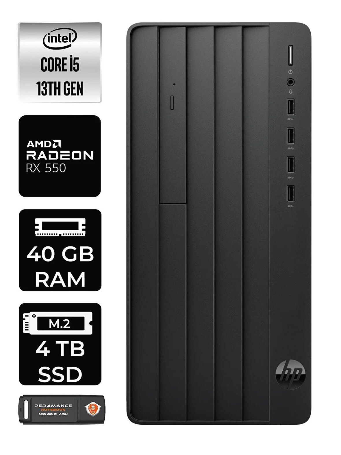 HP PRO TOWER 290 G9 i5 13500 40GB RAM 4TB SSD RX550/4GB W11HOME 8T2W9ES MASAÜSTÜ PC & PER4 BELLEK
