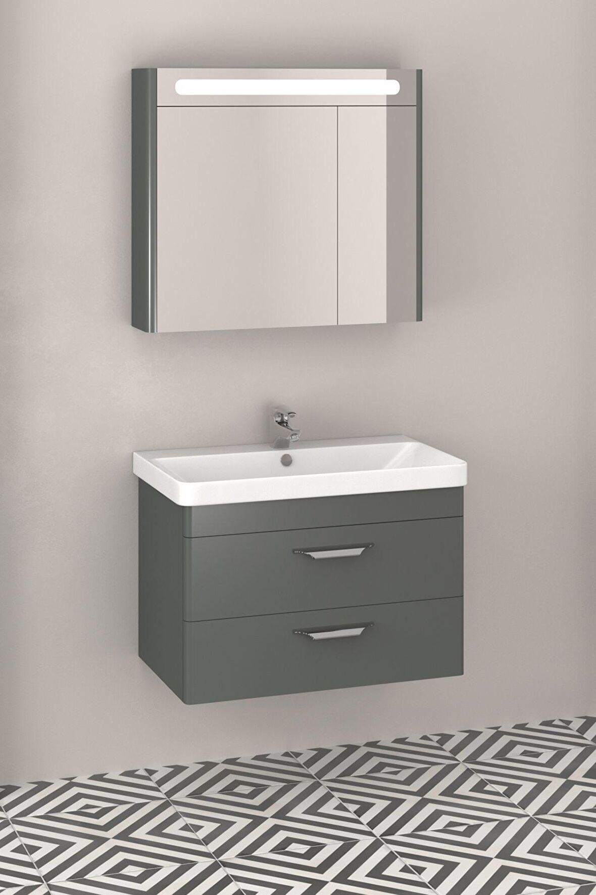 MARİA 80 CM BANYO DOLABI ANTRASİT  - BOY DOLAP HARİÇ 