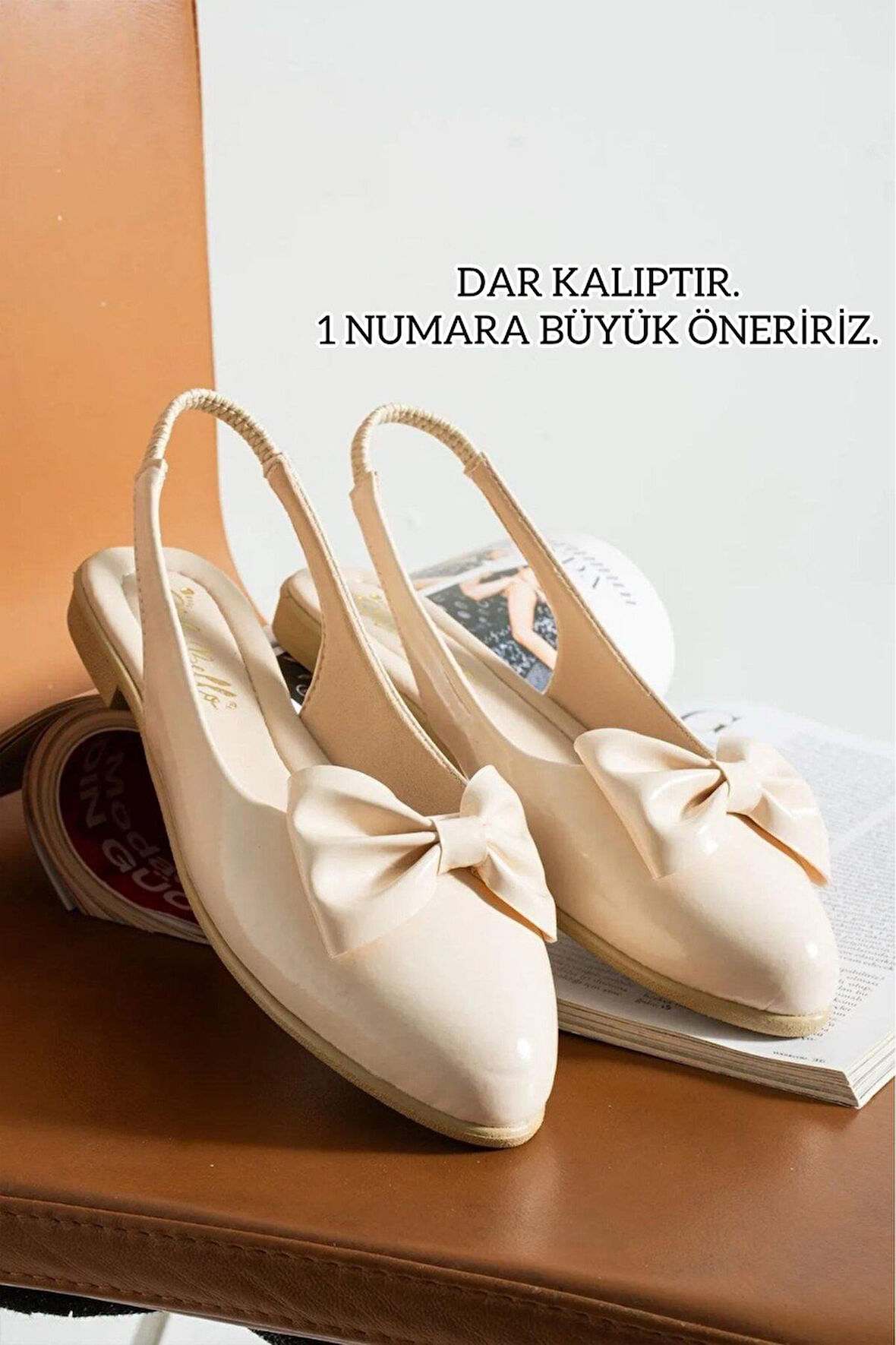 Kadın Babet Bej Suni Deri Fiyonklu  Babet Rahat Hafif Babet Günlük Babet