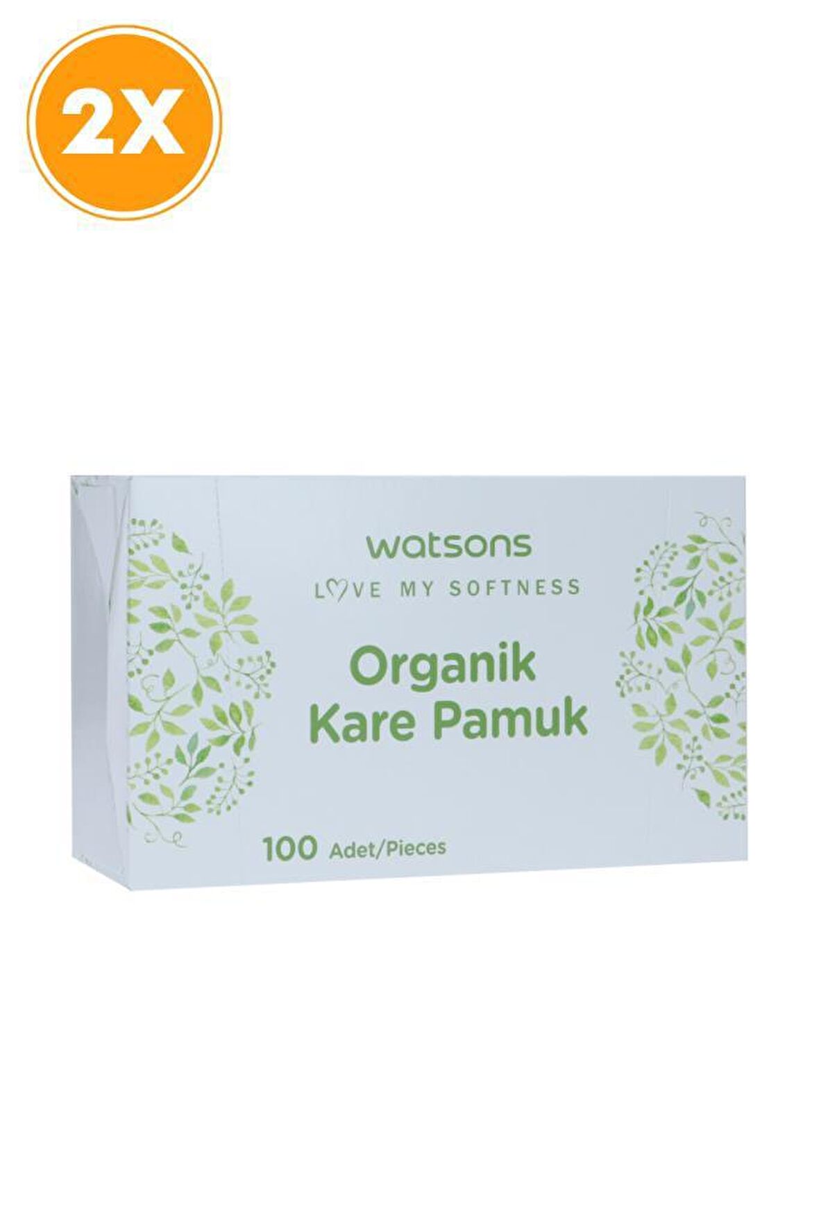 Watsons Square Pads In A Box 100s Organik Kare Pamuk Kutu 100 Adet X2 ADET