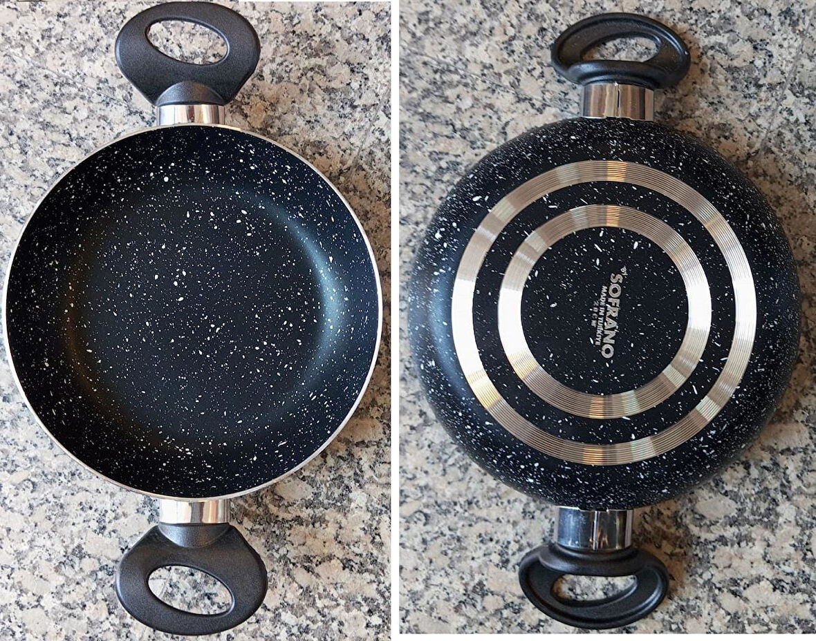 Granit Kaplama 18 cm Sahan yanmaz yapışmaz ekonomik ev öğrenci iki kulplu sahan