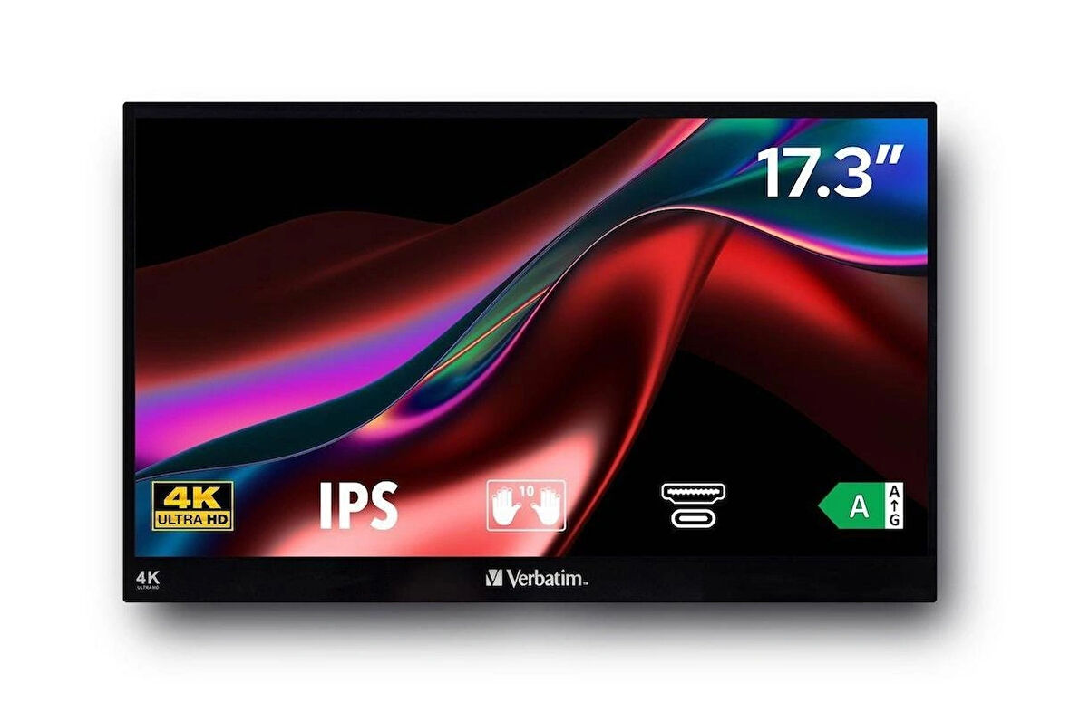 Verbatim 32239 PMT-17 4K 17.3'' USB-C Dokunmatik Metal Kasa Taşınabilir Monitör