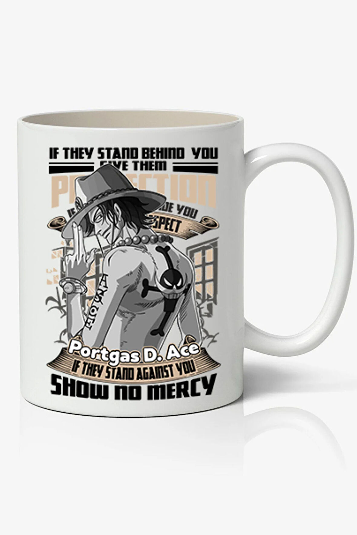 One Piece Portgas D. Ace Anime Temalı Beyaz Kupa Bardak Sevgiliye Arkadaşa Hediye