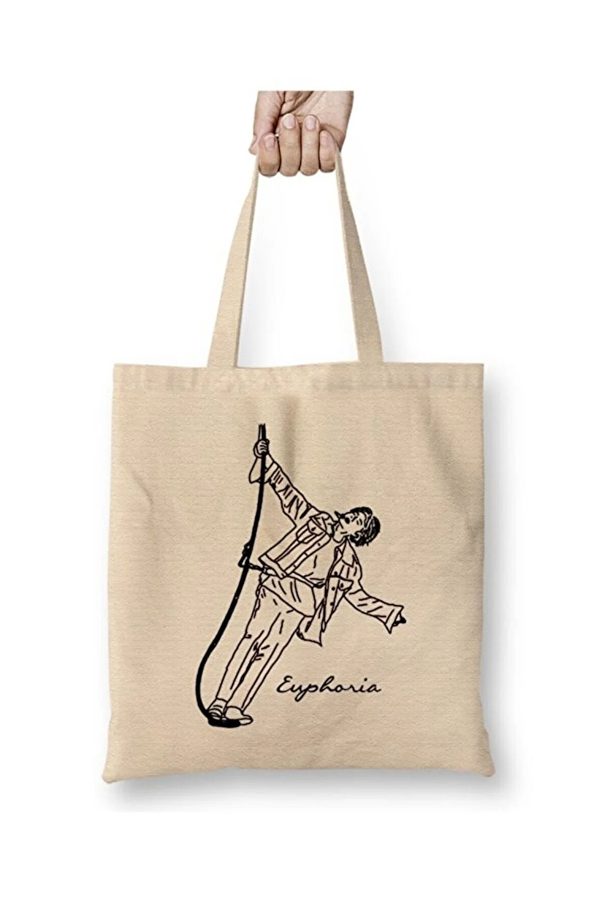 Bts Jungkook Graphic Bez Çanta Uzun Saplı Alışveriş Çantası Plaj Çantası