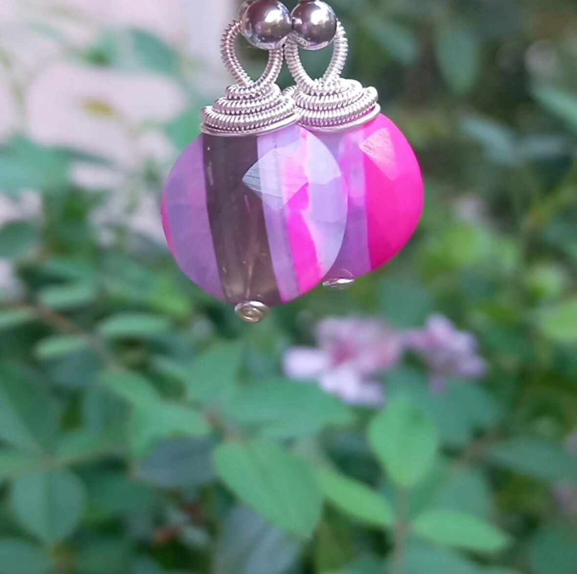 2394 Opal el yapımı çelik aparatlı küpe