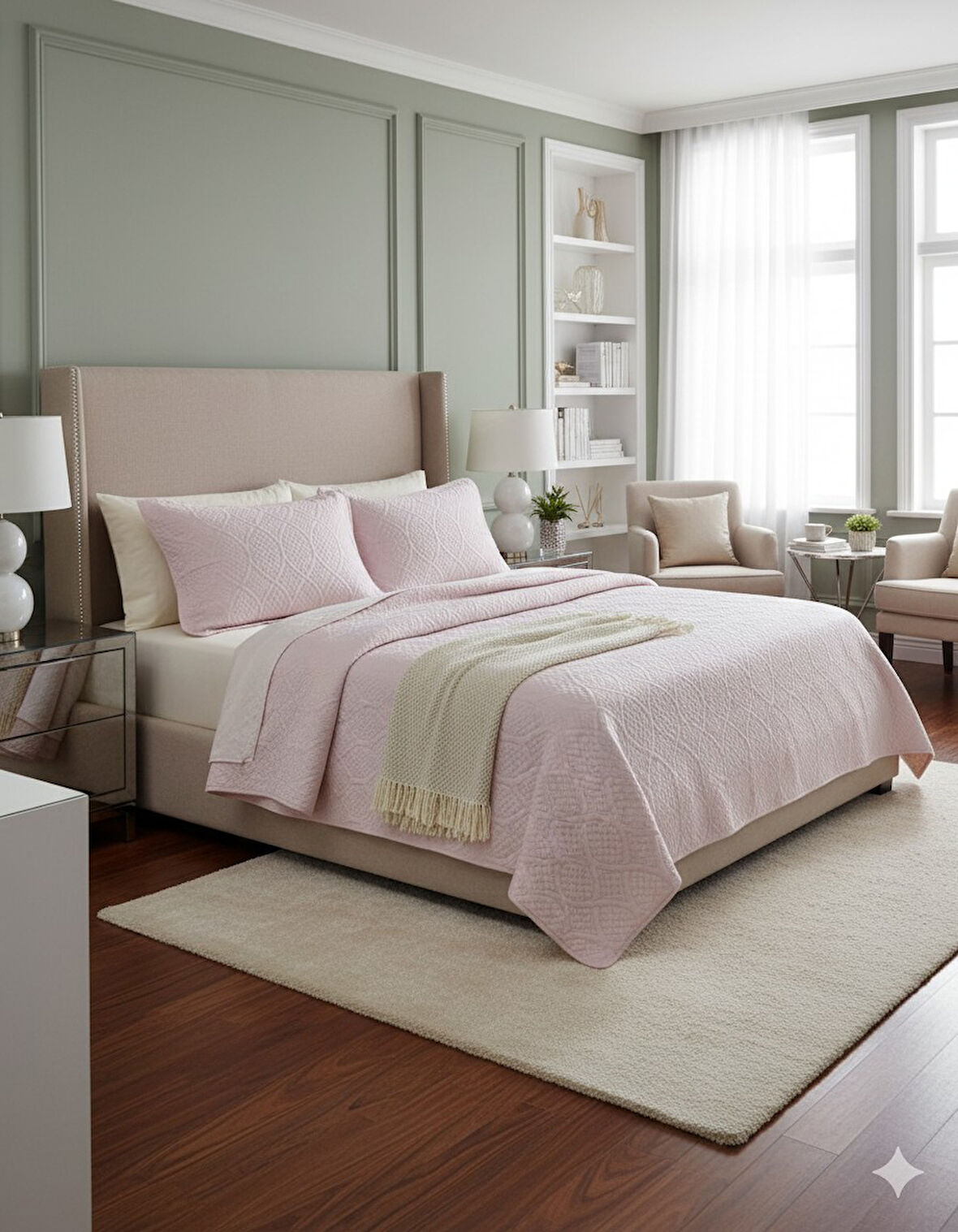 TAYTÜYÜ NUBUK YATAK ÖRTÜSÜ ÇİFT KİŞİLİK TOSKANA PUDRA