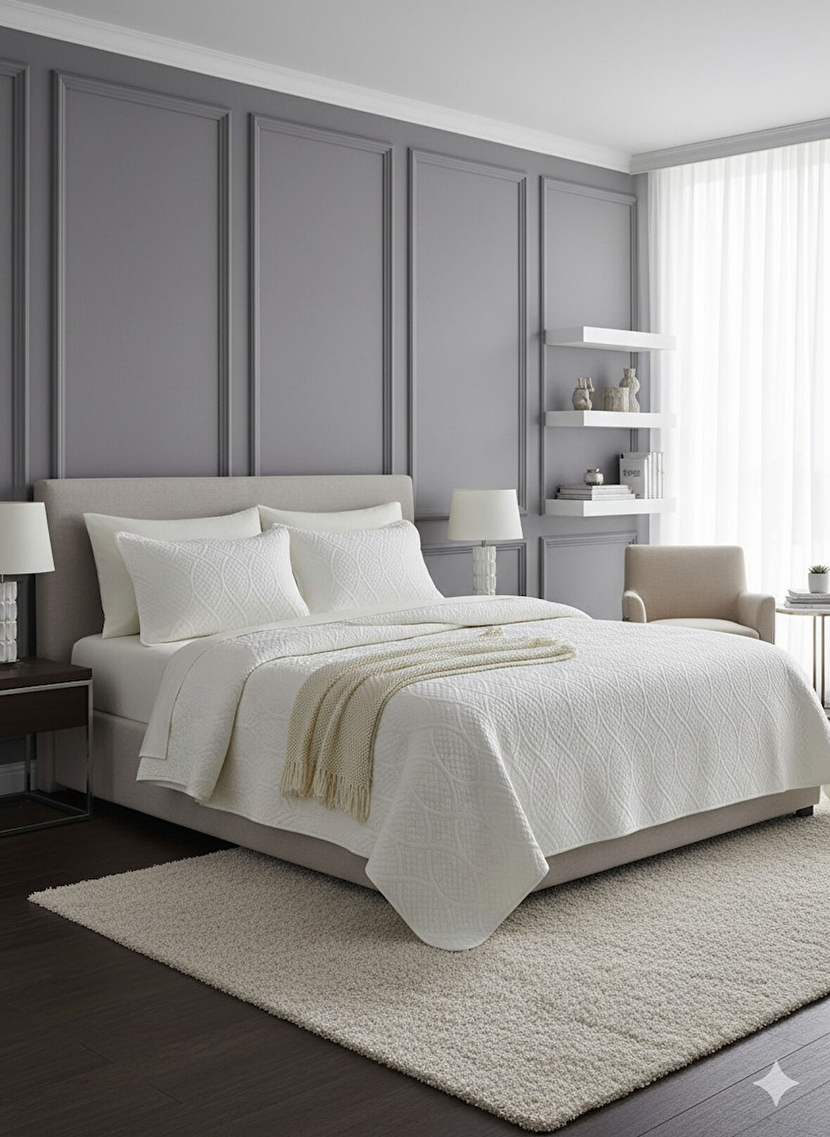 TAYTÜYÜ NUBUK YATAK ÖRTÜSÜ ÇİFT KİŞİLİK TOSKANA EKRU