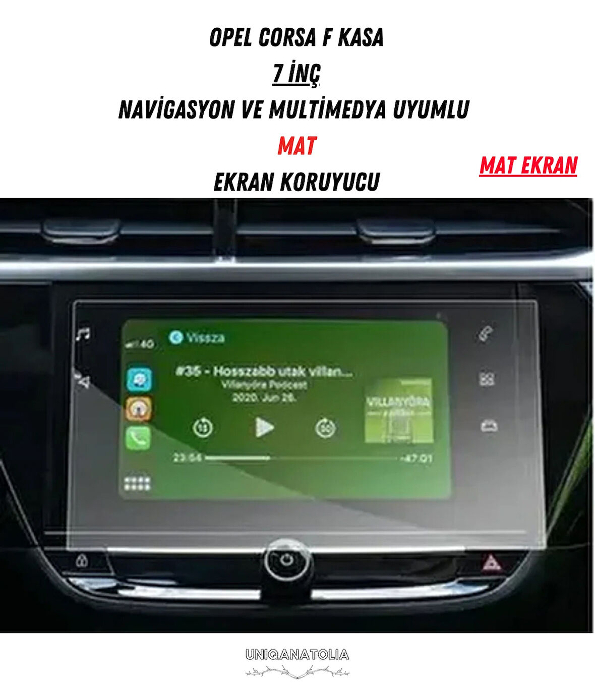 Opel Corsa F Kasa 7 inç Navigasyon ve Multimedya Uyumlu Mat Ekran Koruyucu