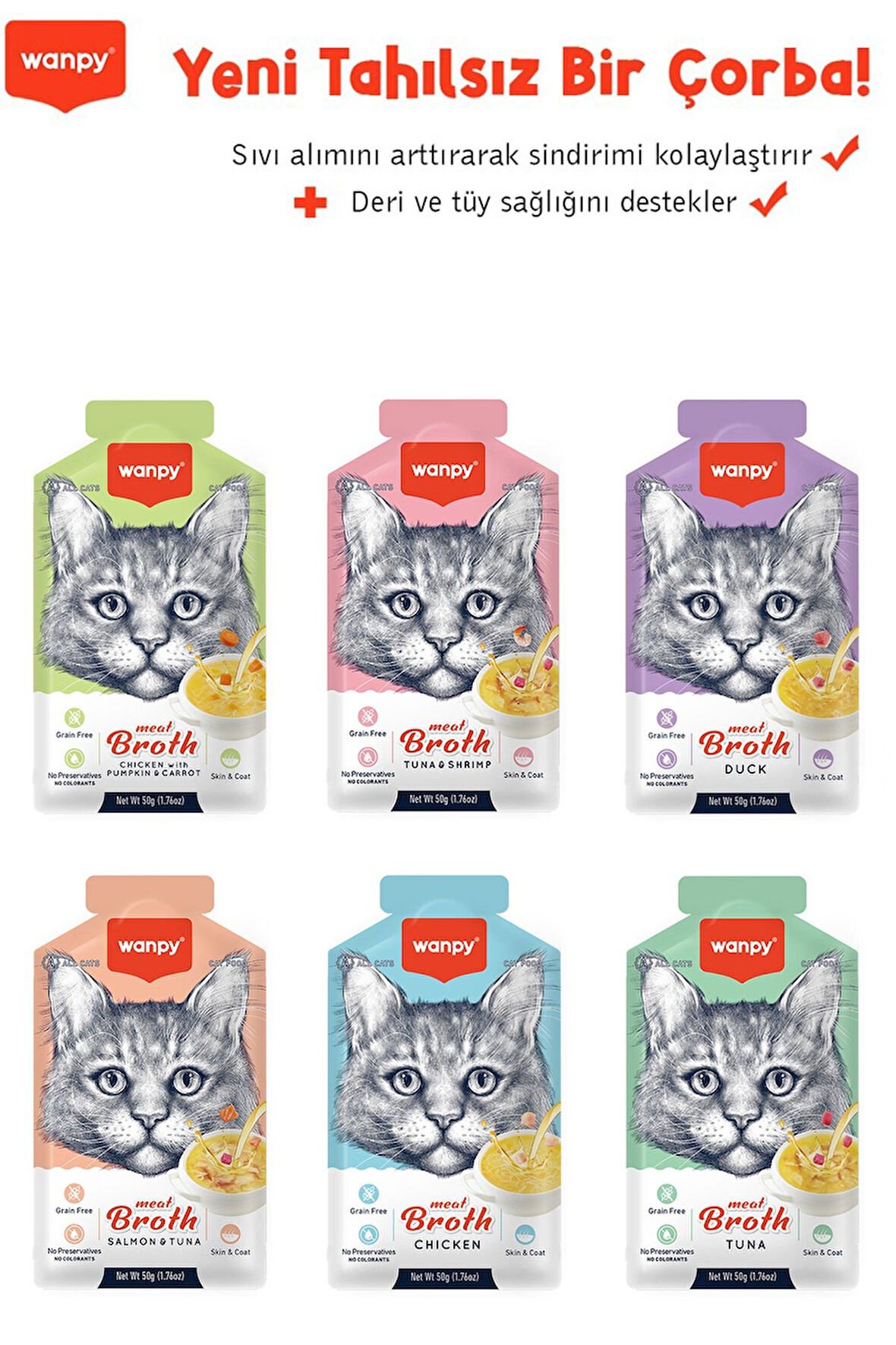 Karışık Aromalı Kedi Çorbası 50 gr x 6 Adet Sıvı Kedi Ödülü