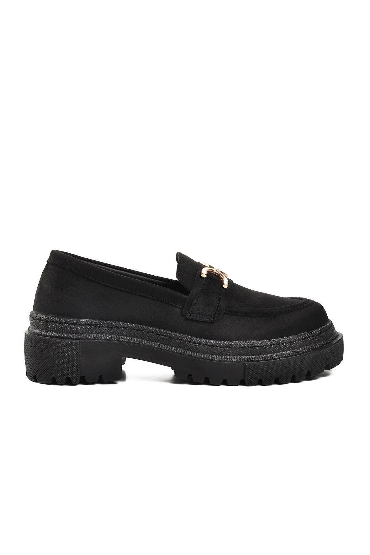 Walkway Dkc2311 Siyah Süet Kadın Loafer Ayakkabı