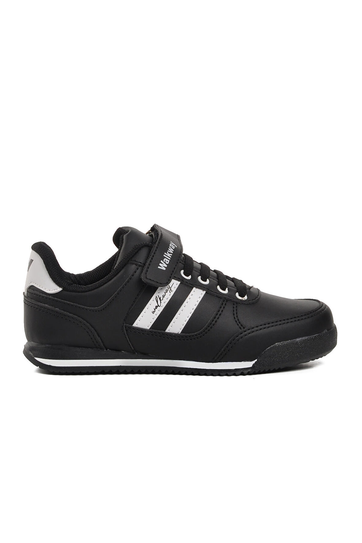 Walkway Effective PU-P Siyah-Beyaz Cırtlı Çocuk Sneaker