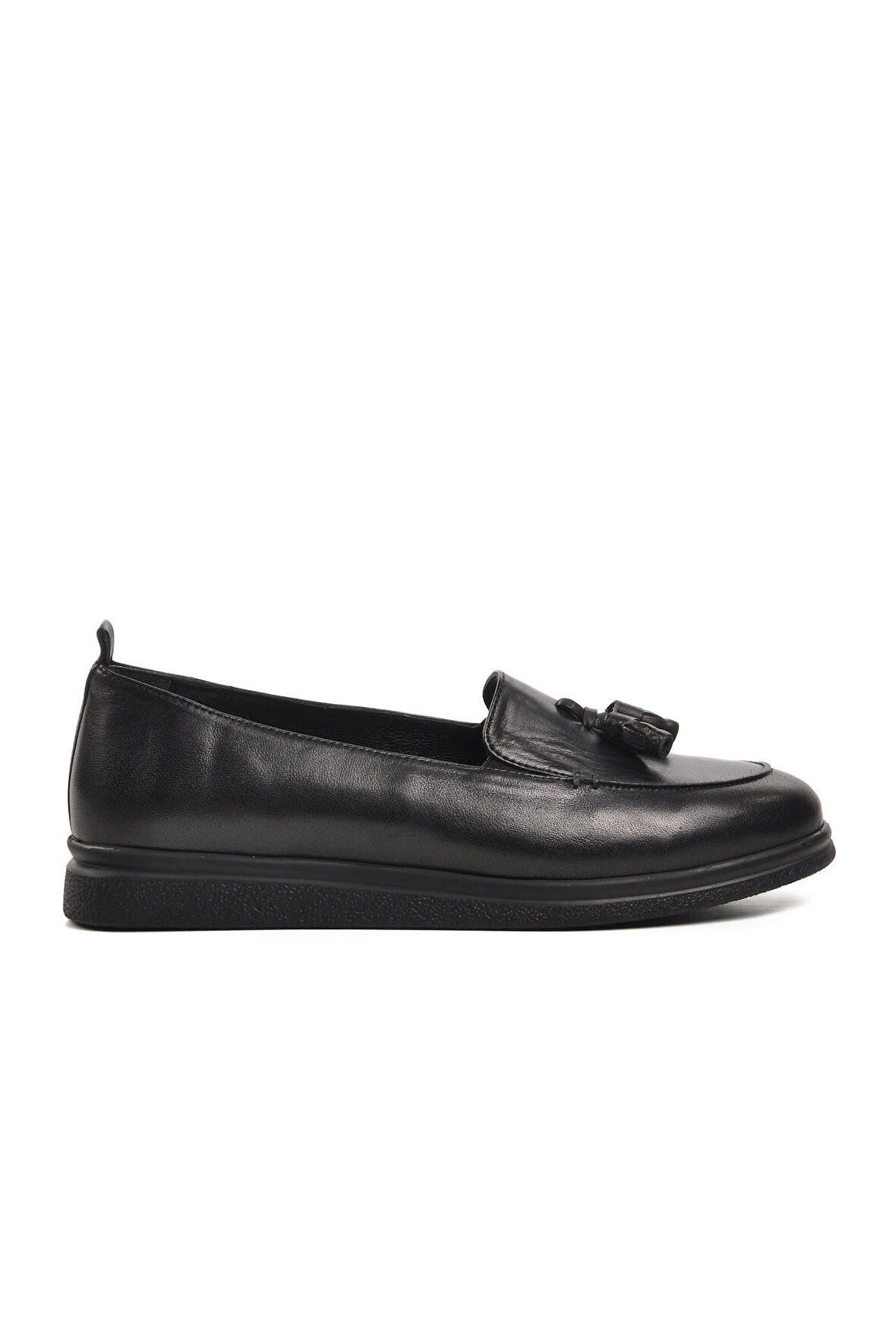 Ayakmod 44278 Siyah Hakiki Deri Kadın Loafer Ayakkabı
