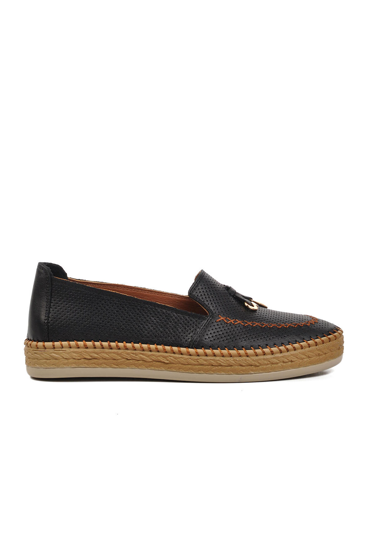 Ayakmod 394162 Siyah Hakiki Deri Kadın Loafer Ayakkabı