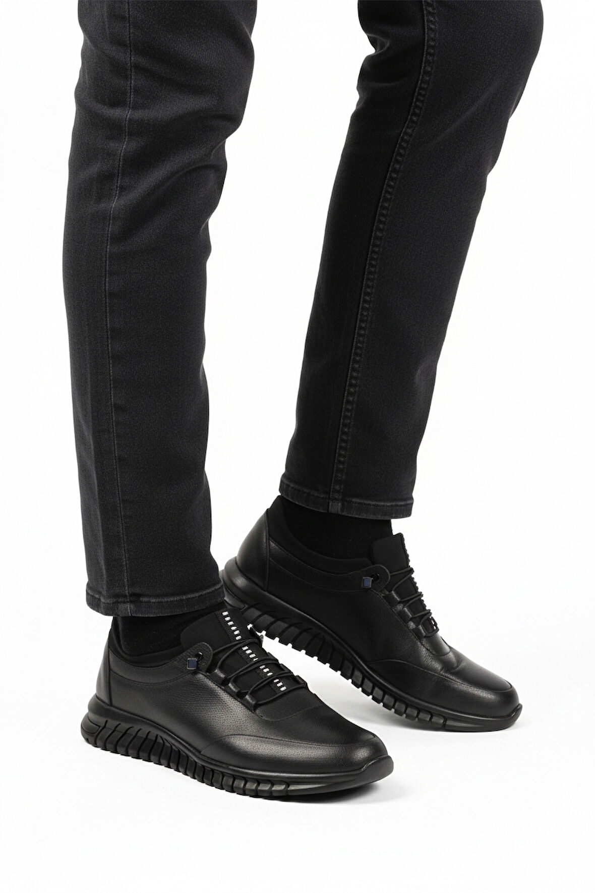 Siyah Bağcıklı Anatomik Jel Taban Deri Erkek Casual Ayakkabı 316 M