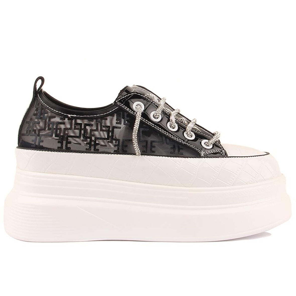 Siyah Yüksek Taban Kadın Sneaker 24Y345-9 Z