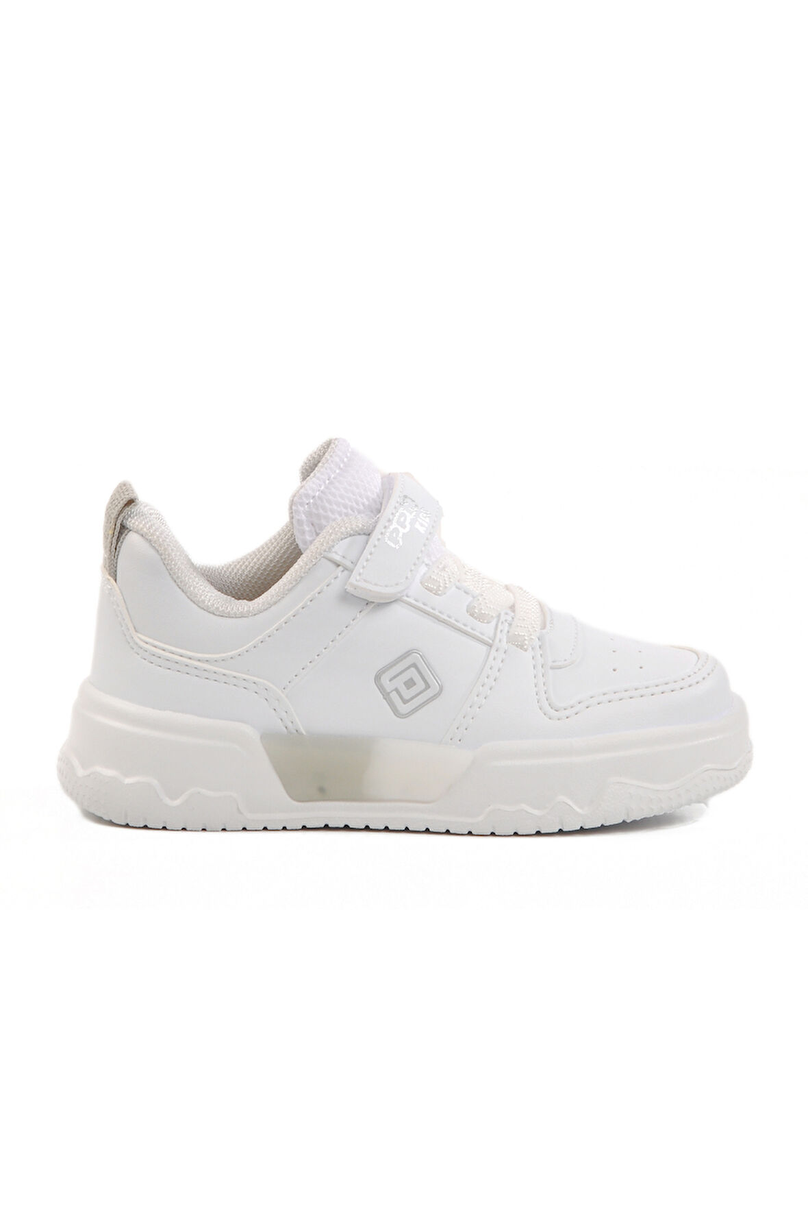 Beyaz Gümüş Cırtlı Unisex Çocuk Spor Ayakkabı 1603 B