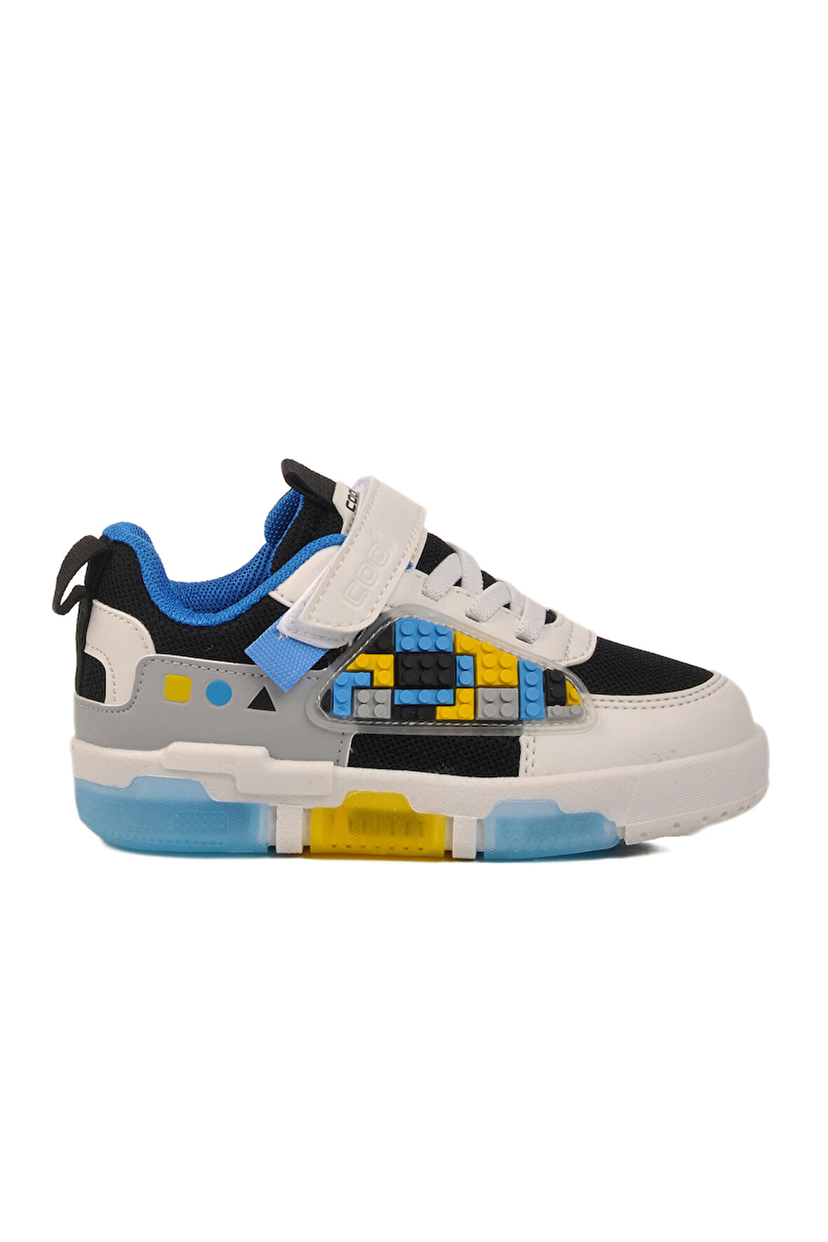 Siyah Beyaz Cırtlı Unisex Çocuk Spor Ayakkabı Legos P
