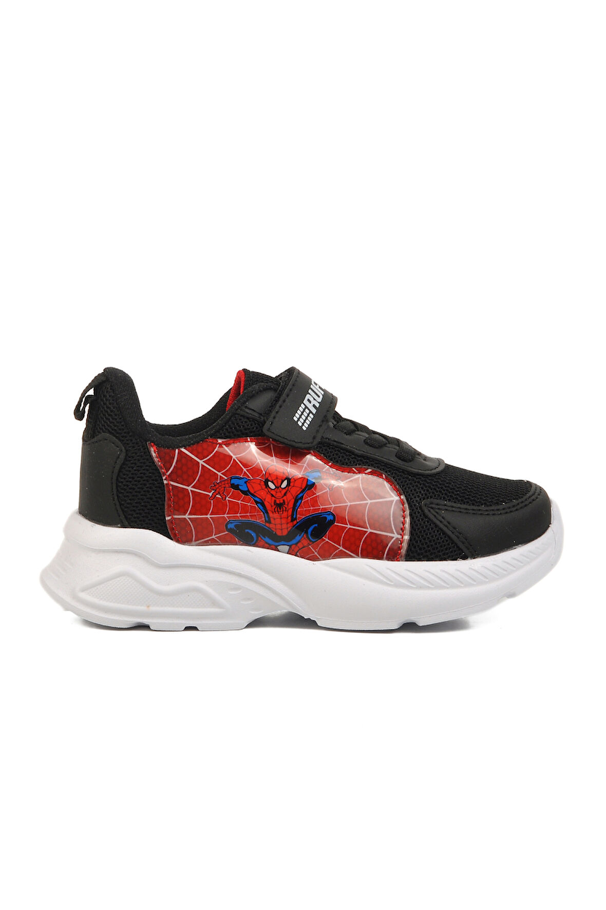 Siyah Kırmızı Fileli Cırtlı Unisex Çocuk Spor Ayakkabı Ruffon P