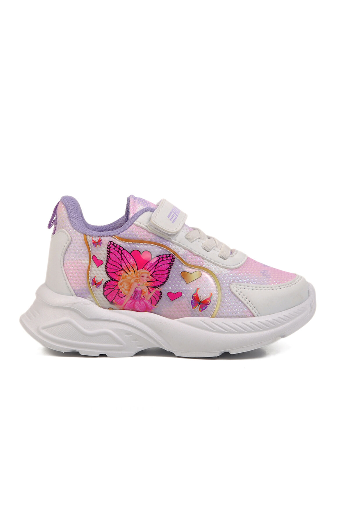 Beyaz Lila Fileli Cırtlı Unisex Çocuk Spor Ayakkabı Ruffon P